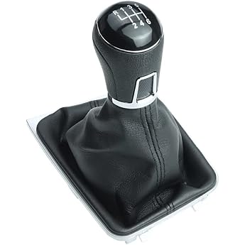 Gear Stick Boot Frame and Gear Knob Compatible with Golf 7   Knob in Passat Look 6 Gears Black Stitching