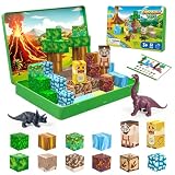 Magnetische Bausteine - 52Pcs Dinosaurier Spielzeug Magnetbausteine Reiseset Magnetspielzeug Magnetische Bauwelt Spielzeug Magnetblöcke für Kinder ab 3 4 5 6 7 8 9 10 Jahre Weihnachten Kinder 3-10