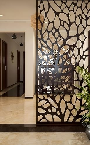 Image of Carved Room Divider Separator Screens, Wall Panel, Multifunction Partition for Between Room and Kitchen (Black-Tree)