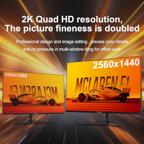 Image of 27 Inch QHD Computer Monitor, 2K 100Hz IPS Gaming Monitor, 1440P Frameless Eye Care PC Office Monitor, HDMI and DP Support Vesa Height,ldeal for Home Office & Casual Gaming（G27D Air Vision）