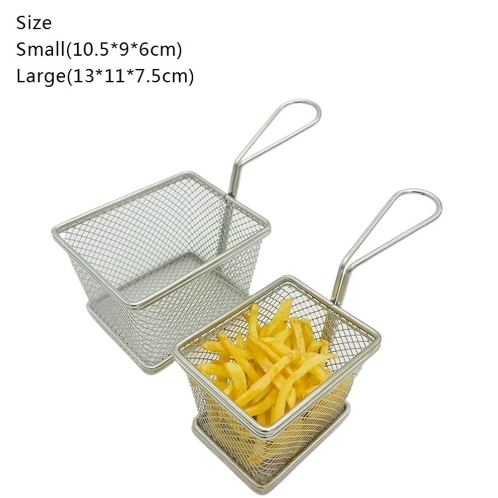 Kosz do smażenia chipsów Kwadratowy kosz do smażenia ze stali nierdzewnej na frytki i makaron(Mały)