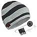 Produktbild HK Music Headset Beanie Bluetooth | Mütze Funkkopfhörer Stereo-Lautsprecher-Mikrofon Wireless Cap | kompatibel mit Smartphone | Dunkelgrau,lightgraystripes