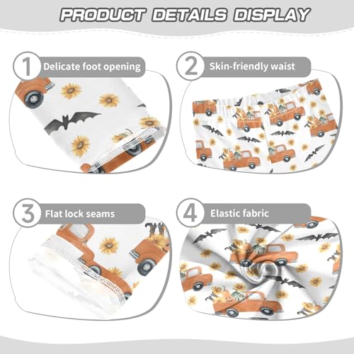 Girls' Athletic Leggings Ankle Length Yoga Dance Pants Kids Teen 4T Sunflower Truck Bat3