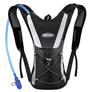 KUYOU Hydration Pack Water Rucksack Backpack Bladder Bag Cycling Bicycle Bike/Hiking Climbing Pouch + 2L Hydration Bladder,(Black+Water Pouch)