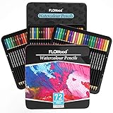 72 Watercolor Pencils Set, FLOWood Art Supplies, Soft Core Professional Water Colored Pencils for Adult Coloring, Color Pencils Ideal for Drawing, Coloring in Iron Box