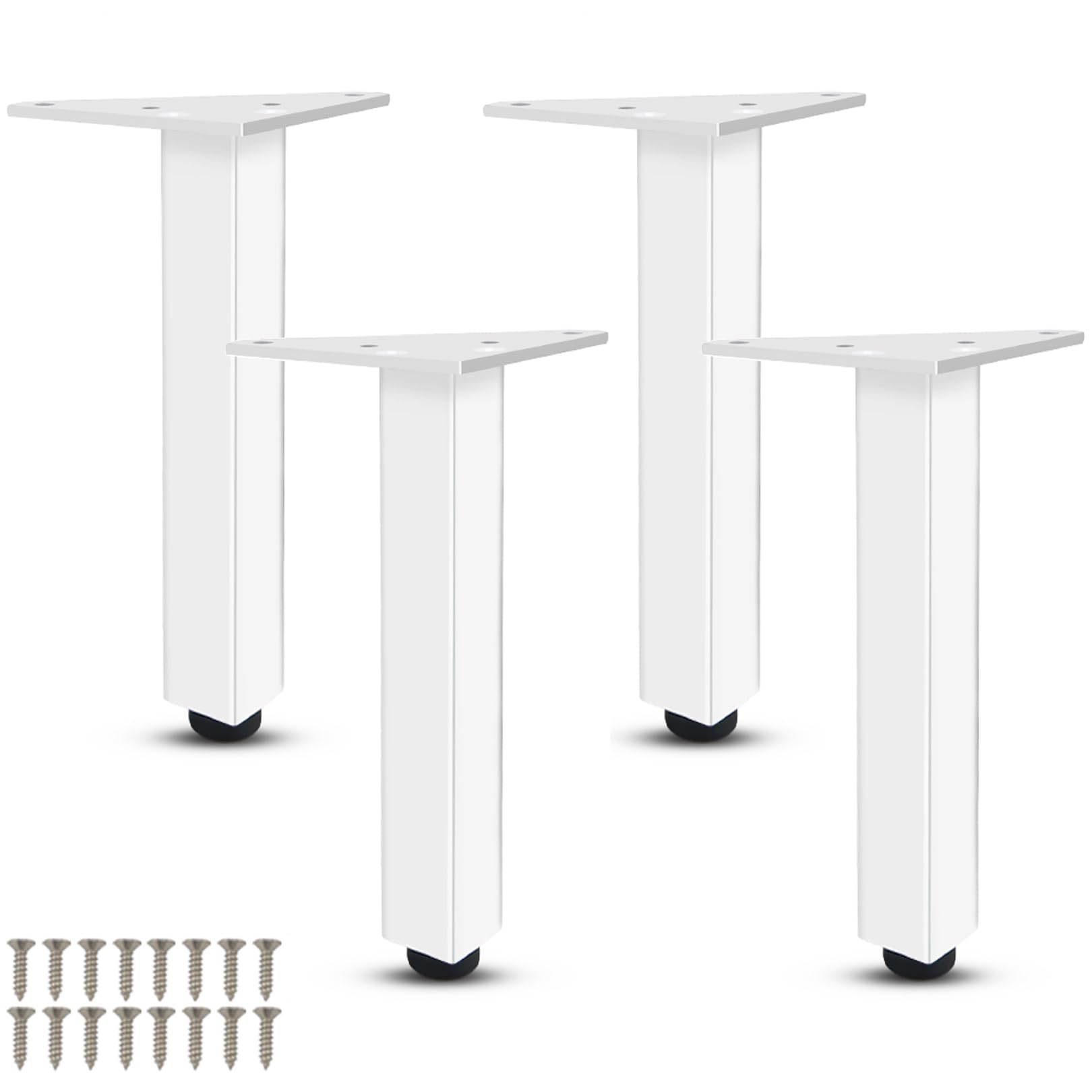 4 gambe regolabili per mobili in metallo, per divani, scrivanie e armadi, gambe di supporto da 6 cm, con viti, colore bianco, perfette per la decorazione di casa e ufficio