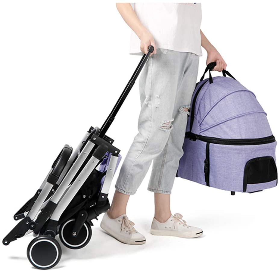Dog Stroller for Small/Medium Dogs Cats Folding 3-in-1 4Wheels Travel with Removable Carrier Foldable Pet Stroller⦠- Image 8