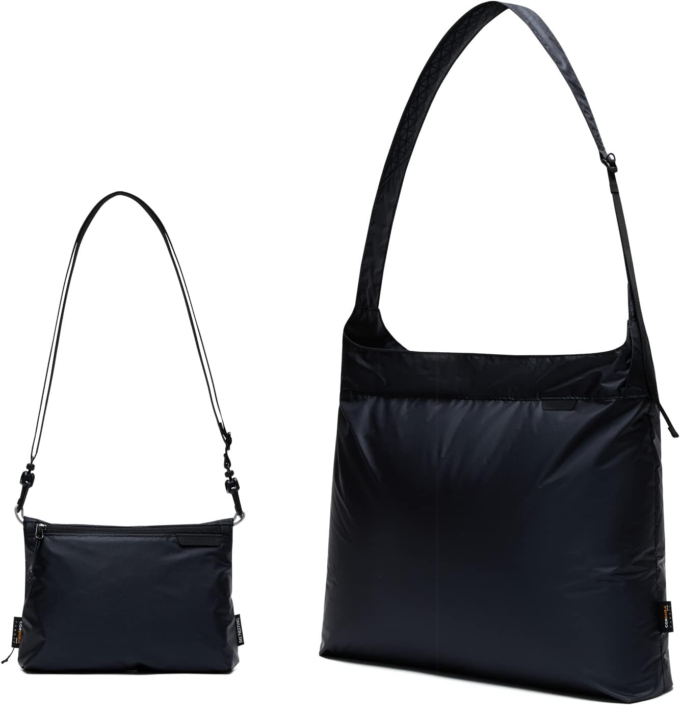 Bee Nesting Ultralight Foldable Tote 12L with Zipper, 2-in-1 Compressible Shoulder Bag & Pouch with Keychain for Traveling, Shopping, and Beach