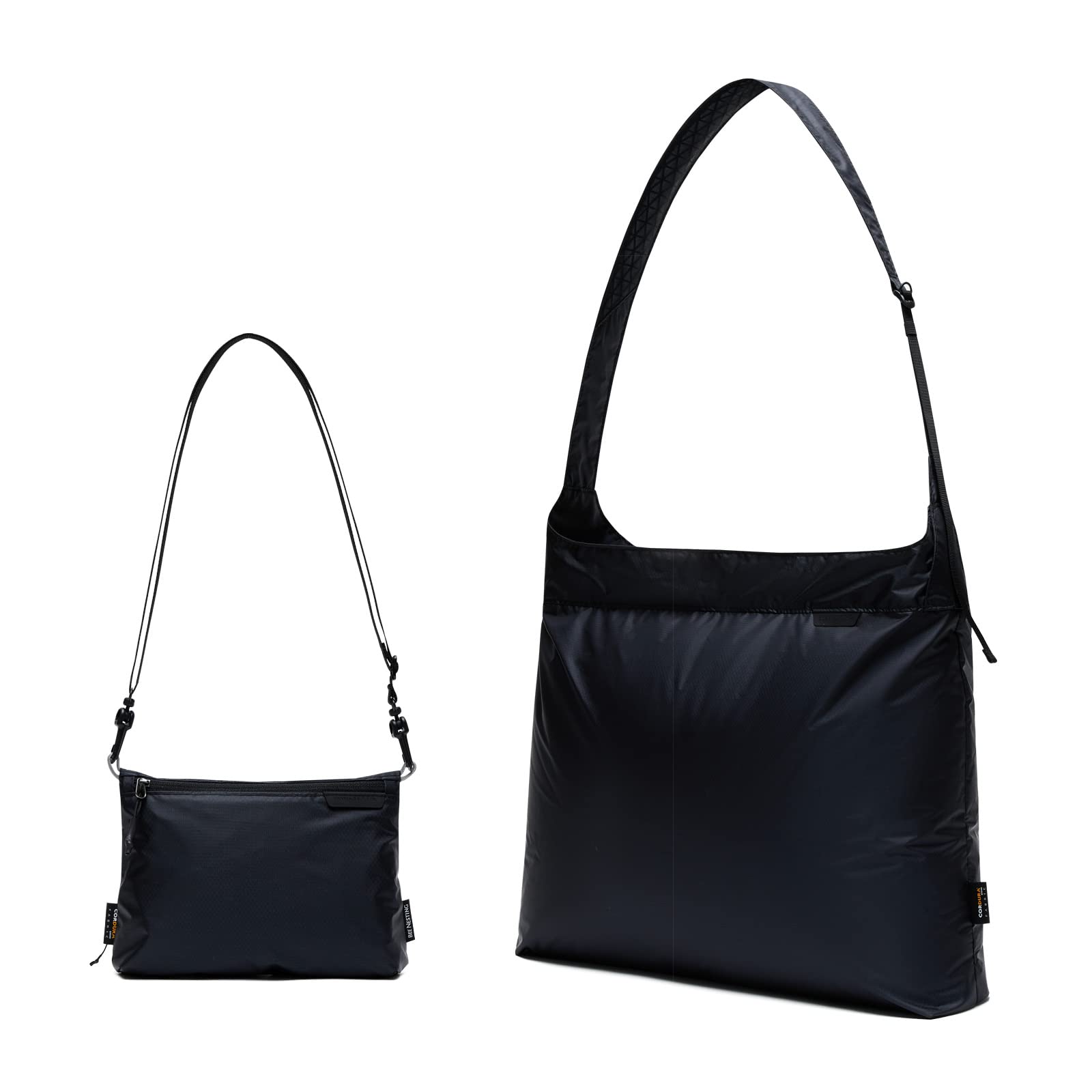 Bee Nesting Ultralight Foldable Tote 12L with Zipper, 2-in-1 Compressible Shoulder Bag & Pouch with Keychain for Traveling, Shopping, and Beach