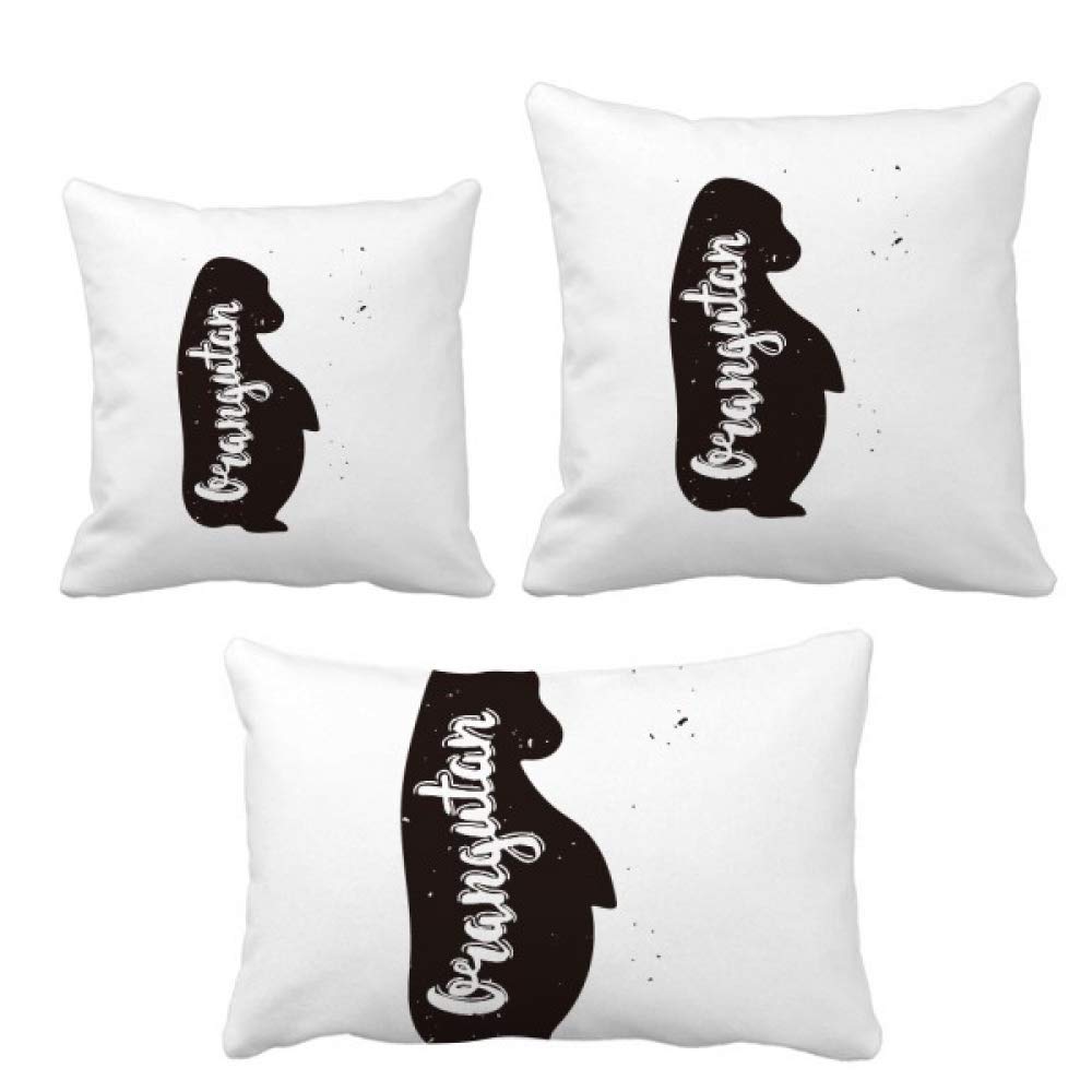 Housse de coussin orang-outan noir et blanc au design graphique pour canapé