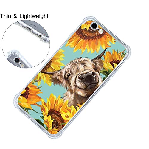 For Highland Cow Sunflower Iphone Se(2022/2020)/8/7 Case, Western Cow Farm Animal Iphone Case For Boys Girls, Farm Animal Western Cowgirl Cowboy Retro Howdy Boho Gifts Case For Boys Men Iphone #TOP5