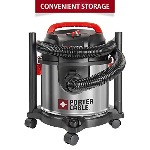Porter-Cable Wet/Dry Vacuum 4 Gallon 4Hp Stainless Steel Light Weight Portable, 3 In 1 Function With Attachments, Silver+Red #TOP2