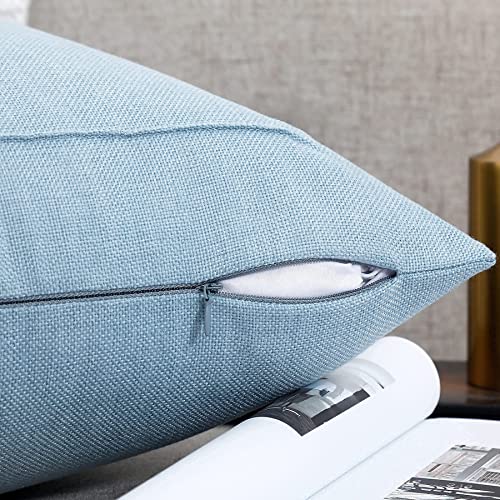 Jepeak Burlap Linen Throw Pillow Cover Cushion Case, Farmhouse Modern Decorative Solid Square Pillow Cover For Sofa Couch Livingroom Home Decoration (16 X 16 Inch, Baby Blue) #TOP1