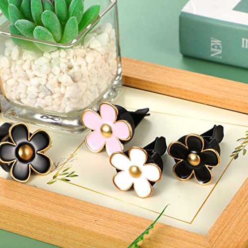 Image of Frienda 6 Pcs Daisy Flower Air Vent Clip Accessories Air Conditioning Outlet Clip Car Air Freshener Dashboard Accessories Charm Car Inter Decor(3 cm, 3.3 cm,Black, Pink, White)