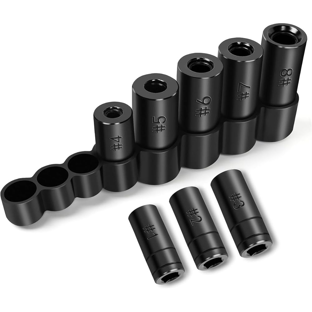 Jnchdghwa As Shown Taps For Sockets Adapter Set- 8-Piece 1/4"& 3/8" Drive, 70500 Tap For Socket Set, 1/2"& 1/8" Npt Included For Socket Wrench Use