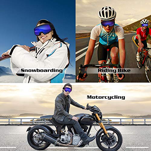 SINCA OTG Ski Goggles Snow Goggles Motorcycle Goggles Double Lens 100% UV Protection Anti Fog Anti Scratch Waterproof Winter Snow Sports Skate Goggles for Adult Men Women Youth - Thumbnail 7