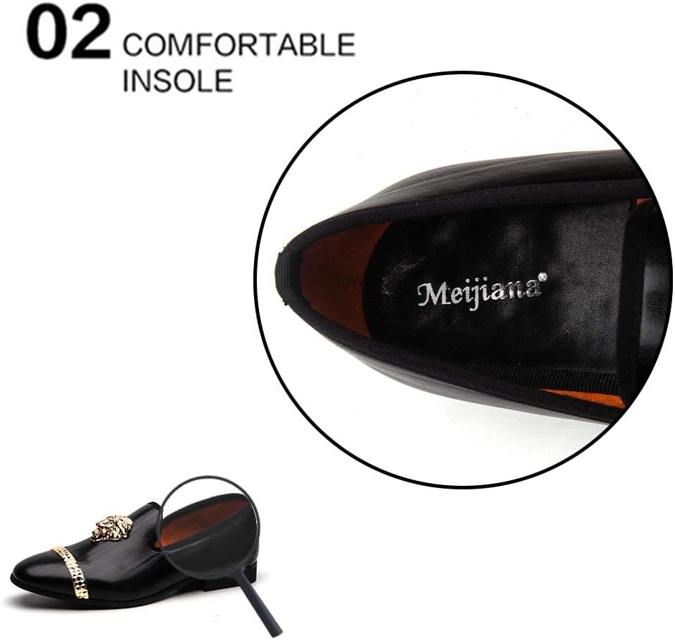 Meijiana Black Leather Loafers for Men - Breathable, Flexible Slip On Mens Shoes - Perfect Party, Wedding, Birthday Mens Dress Shoes - Comfortable Rubber Sole Shoes for Men - Image 5