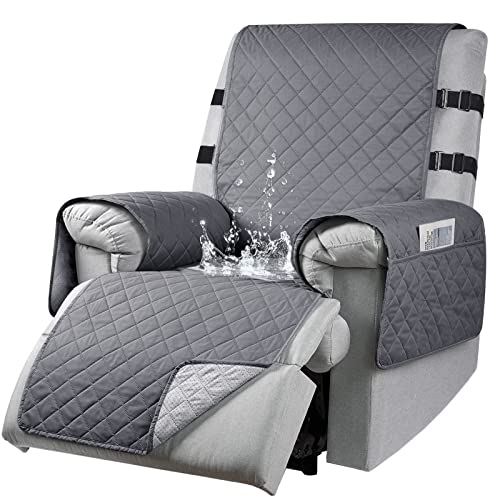 aolceth Recliner Chair Cover with Side Pockets, Slipcover 2 Elastic Straps