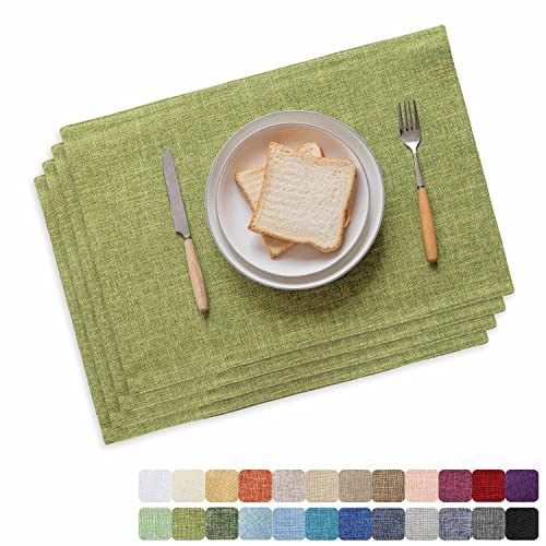 image for Home Brilliant Green Placemats Set of 4 Washable Place Mats Linen Plac