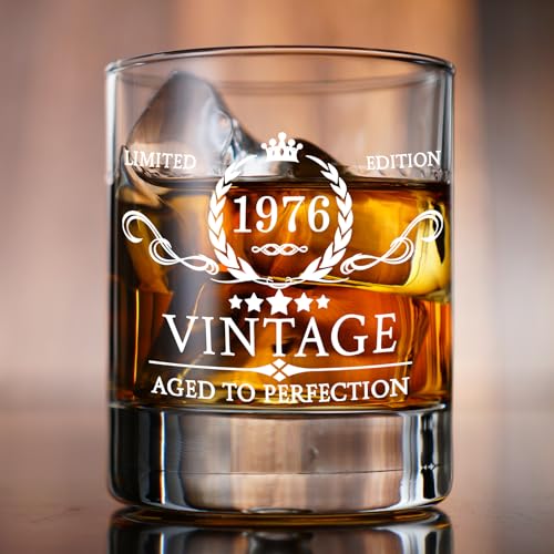 image for AOZITA 50th Birthday Gifts for Men Whiskey Glass with Delicate Package