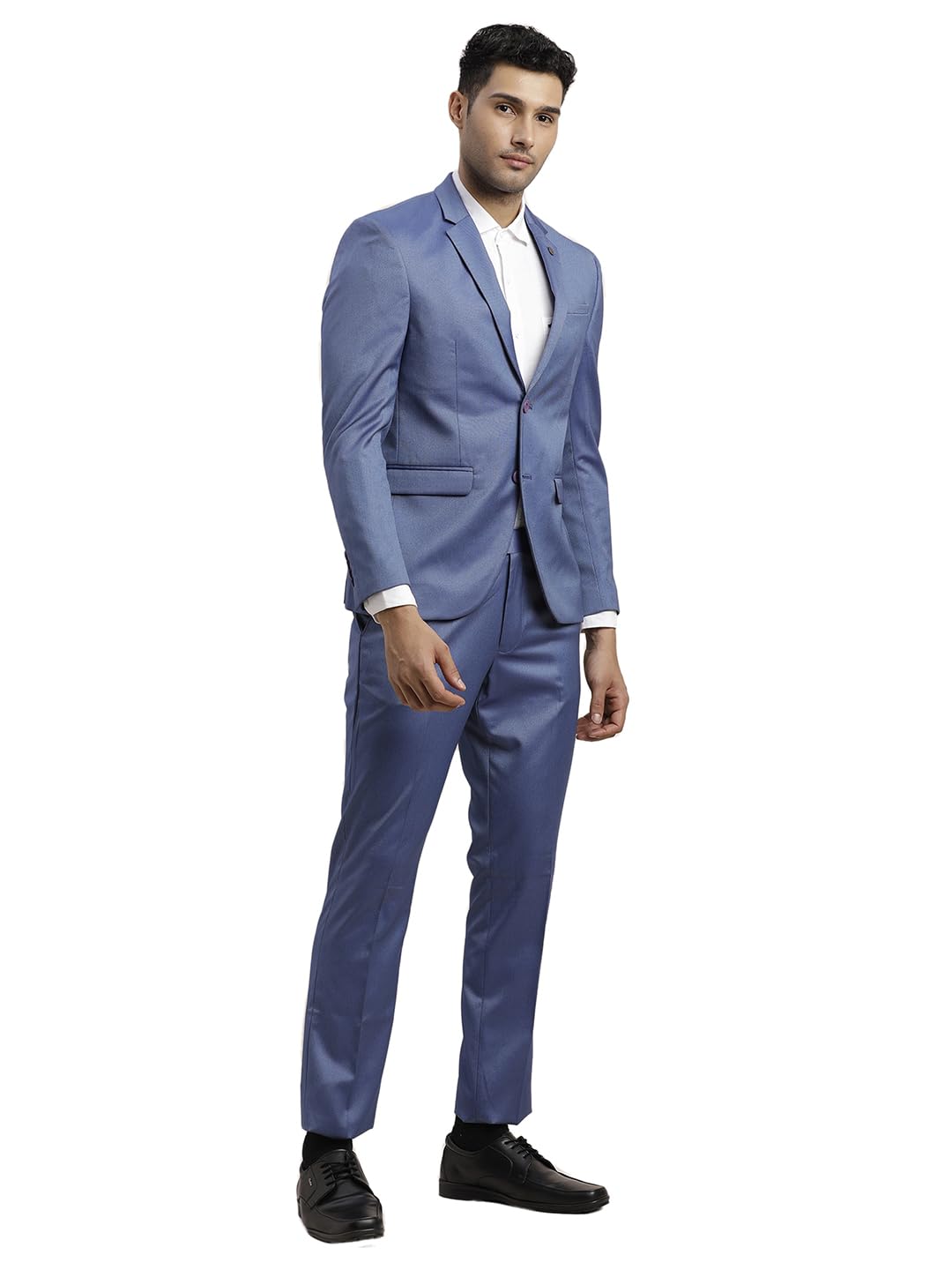 Turtle Men 100% Cotton Dobby Print Full Sleeve Two Piece Light Blue Party Suit - Image 4 thumbnail