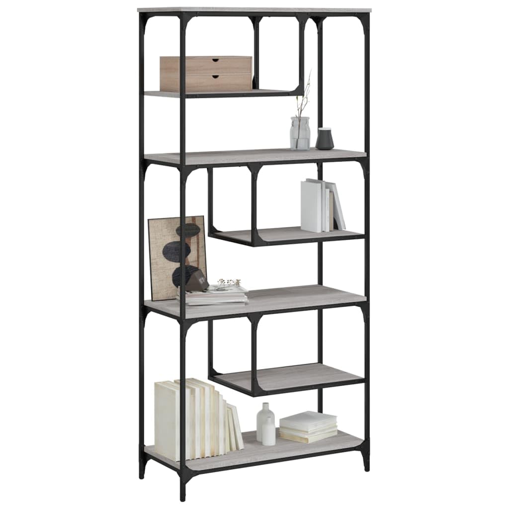 Generisch Bücherregal Grau Sonoma 81x36x176 cm Holzwerkstoff,Möbel,Regalsysteme,Bücherregale Bücherschränke-836226