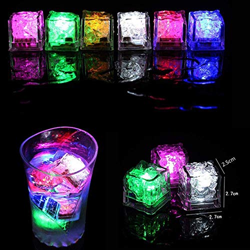 12 Stück LED Eiswürfel für Getränke, Flüssigsensor Blinken LED Glühen Licht Wasser Tauch Leuchten Led Eis Farbwechsel für Bar Club Trinken Wein Hochzeit Party Champagner Tower Dekoration