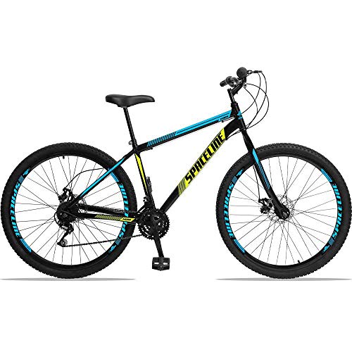 Bicicleta Moon Aro 29 Quadro 19 Aço Garfo Rígido 21v Freio Disco Mecânico Preto/Azul - Spaceline