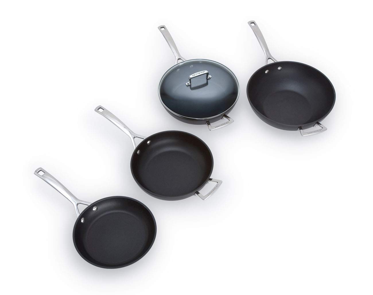 LE CREUSET Sartén baja de aluminio antiadherente, diámetro 22 cm, para todas las fuentes de calor, incluso la inducción, Antracita/Plateado, 51112220010002