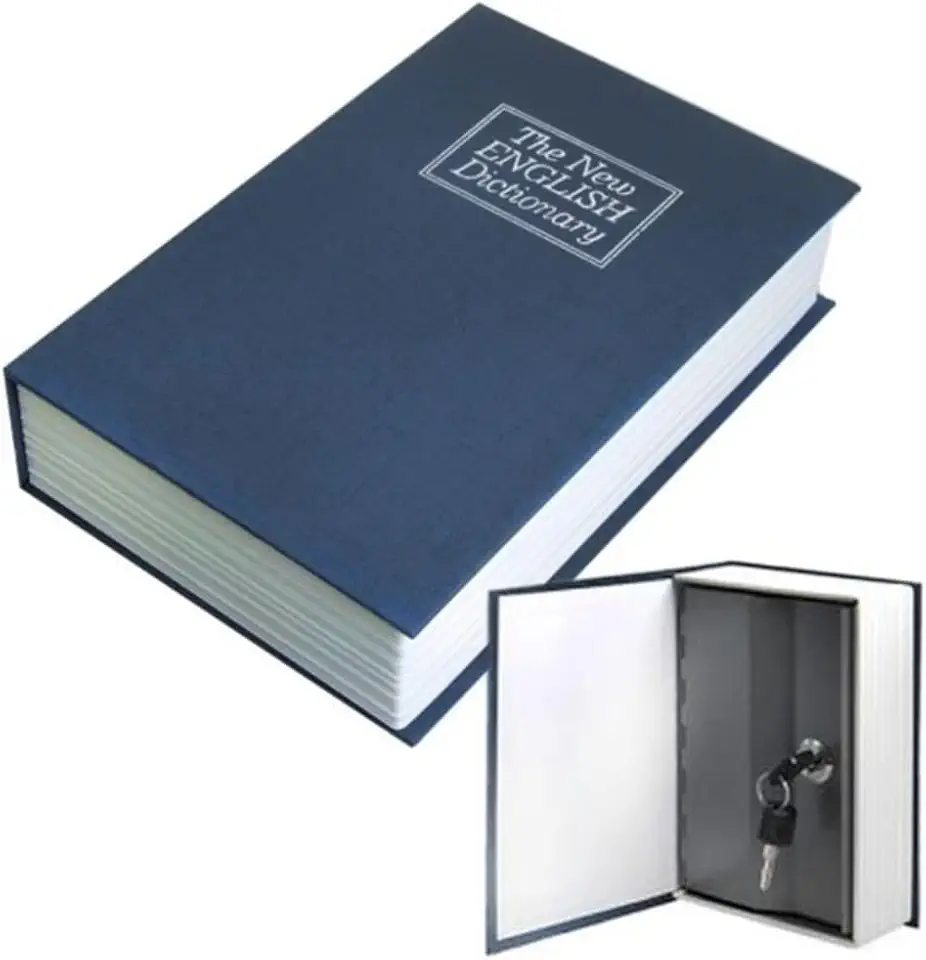 Cofre Livro Camuflado Dicionário com Chave Mini Porta Joias Dinheiro Cofre Secreto Disfarçado Segurança Residencial Portátil