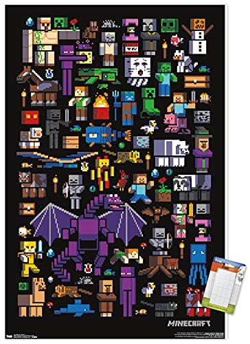 Trends International Minecraft - Mobbery Wall Poster, 22.375' x 34', Poster & Mount Bundle