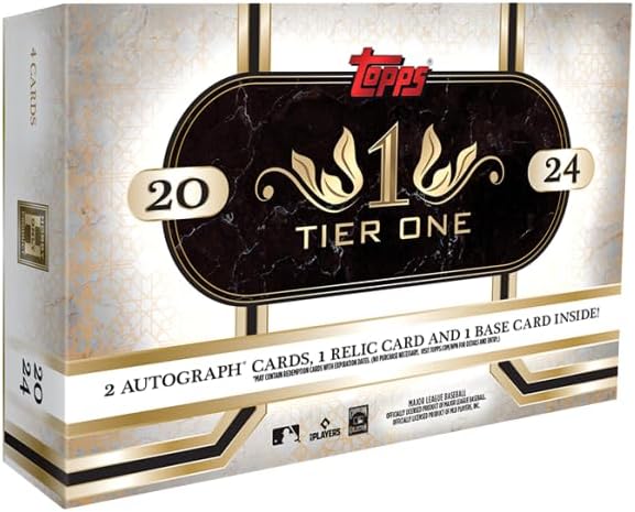 Topps Tier One Baseball 2024 Sealed Hobby Box, 2 Autographs, 1 Relic Per Box