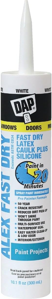 Alex Fast Dry Acrylic Latex Plus Silicone Caulk, 10.1 Ounce, (12Pack)