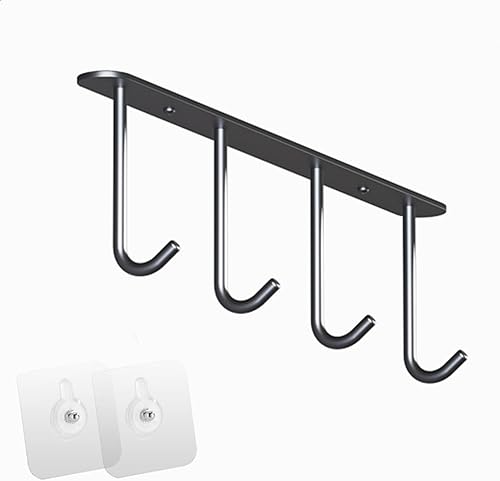 Dxcaicc Colgador de utensilios resistente con ganchos, estante de ganchos debajo del gabinete, ganchos adhesivos para colgar, organizador y