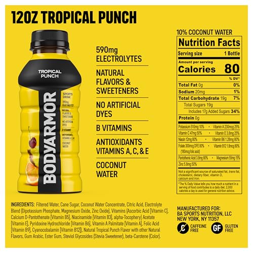 BODYARMOR Sports Drink, Tropical Punch Electrolyte Drink, 12 Oz (8 Pk) - image 2