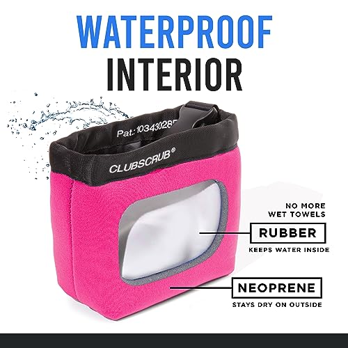 Image of Club Scrub Golf Club and Golf Ball Cleaning Bag, Waterproof Clean Face Technology Liner, Detachable Clip, Machine Washable, Cleans Club Grooves, Dry Exterior (Neoprene or Microfiber Option Available)
