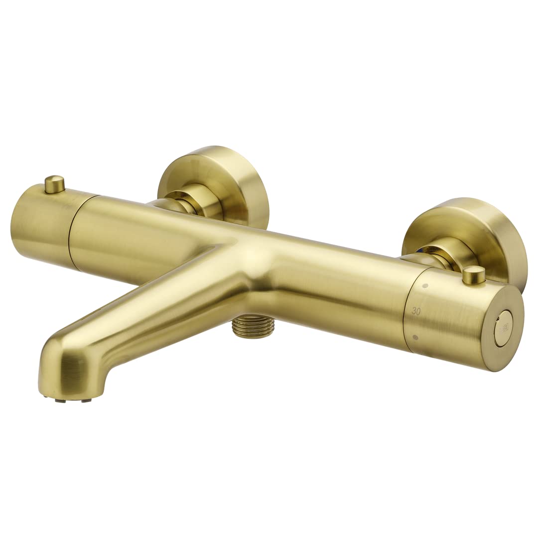 Essebagno 9024327 Luisa Mezclador Baño-Ducha Termostático Grifo de Bañera Grifo de Pared Oro Cepillado