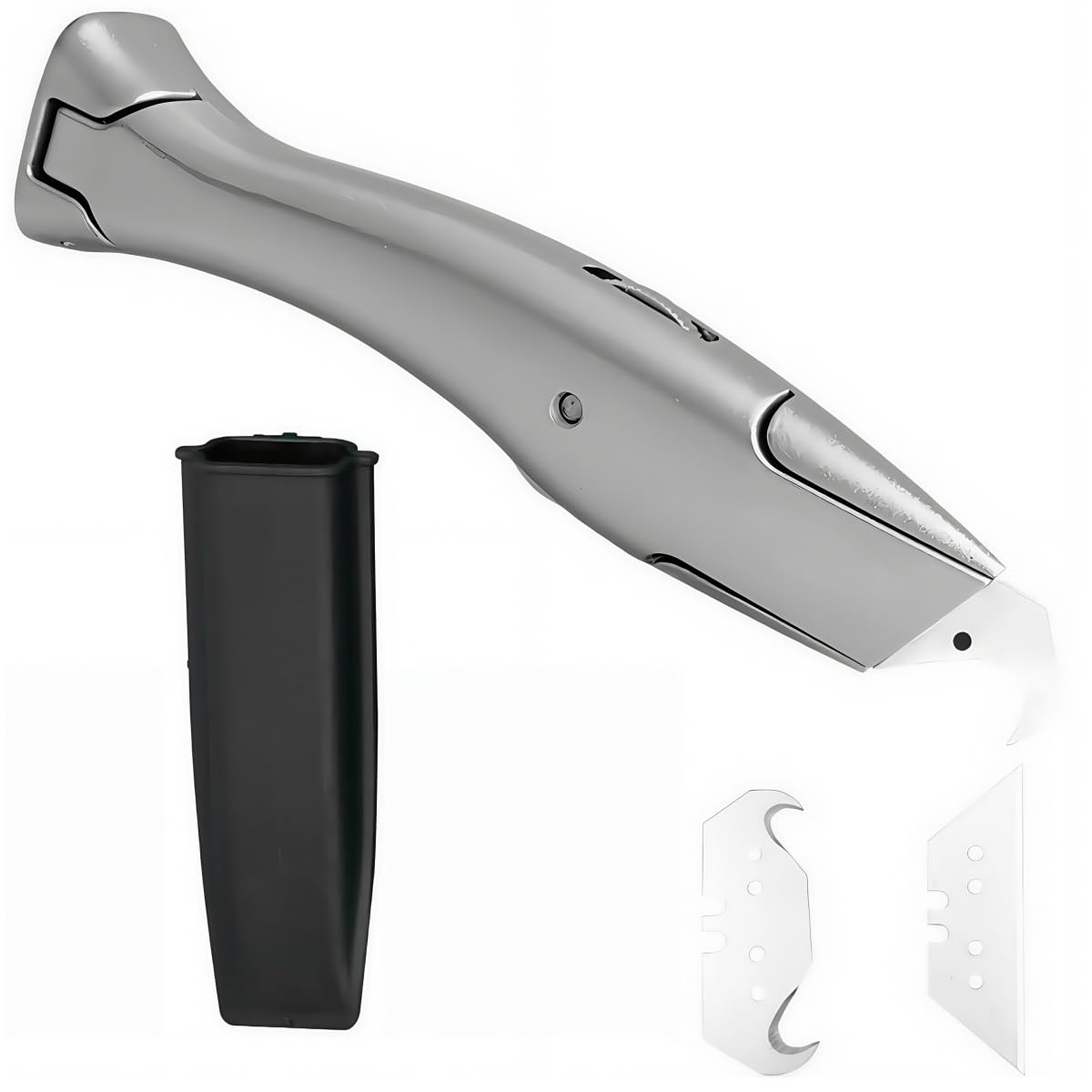 Cuters Profesionales de Seguridad con Estuche Negro, Incluye Cuchillas Cutter Profesional Trapezoidal y Pequeña, Afilada y Duradera, Ideal para Cortar Revestimientos de Suelo de PVC