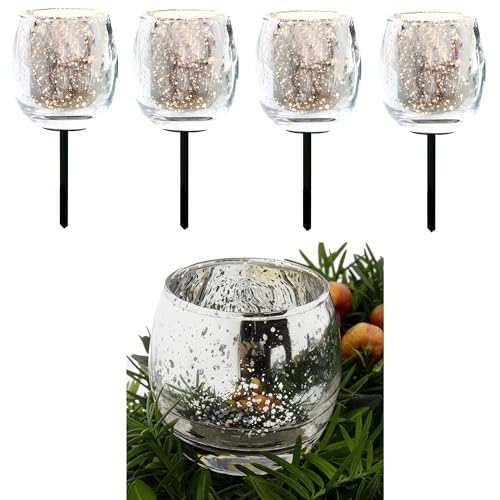 4-TLG. Set Teelichtgläser für Gestecke mit 7 cm langem Metallpick -...