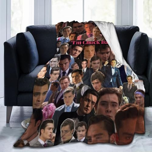 Belikerem Chuck Bass Throw Blanket Ed Westwick Fleece Blanket Soft Cozy Flannel Blanket Lightweight Plush Blanket (3Sizes)
