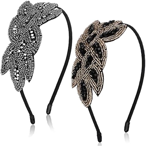 Sibba 2 Pieces 1920s Headbands with Rhinestones Cover
