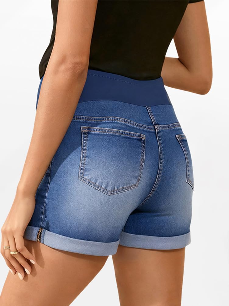 ORANDESIGNE Jeans Shorts Damen Umstandsjeans Sommer Kurze Umstandshose Umstandsmode