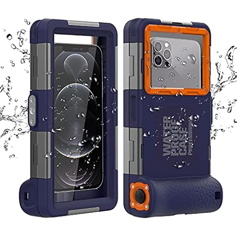 Waterproof Phone Case for iPhone Samsung, Professional 15M/50FT Diving Swimming Snorkeling Surfing Underwater Housing for iPhone Galaxy Huawei OnePlus LG Motorola Google Series Plastic Orange Cover