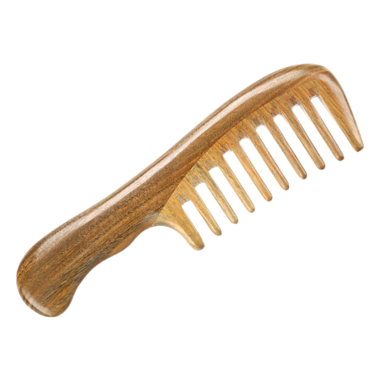 Peigne de Massage Khaki en Bois de Santal, à Dents Larges