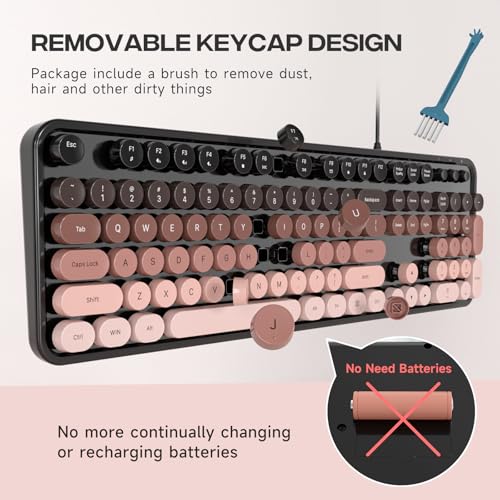 Image of MOFII Computer Keyboards Wired, Plug Play USB Full Size Typewriter Keyboard, Cute Colorful Aesthetic Keyboard with Foldable Stands for Windows PC Laptop (Black Berry)