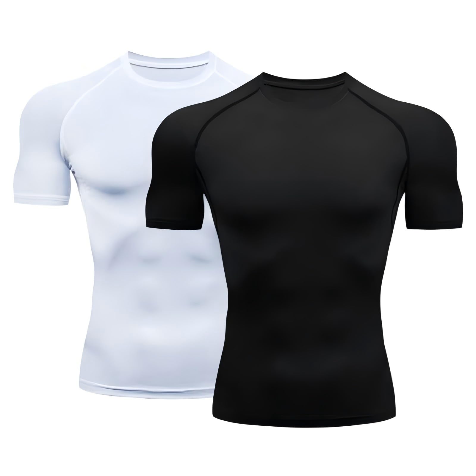 Set di 2 magliette a compressione da uomo a maniche corte e lunghe