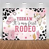 Picture of Mocsicka My First Rodeo Backdrop 7x5ft Cowgirl My Rodeo Birthday Decorations Pink Western Country Girl Happy 1st Birthday Banner Decorations Photo Booth Props