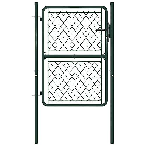 vidaXL Puerta de Valla para Jardín Cancelas Cercado Cerca Entrada Protección Separador Seguridad Patio Terraza Exterior Acero Verde 100x125 cm