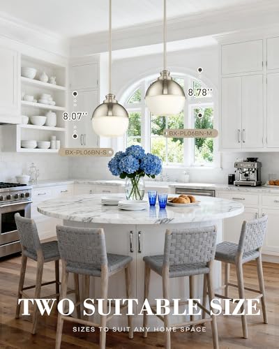 Image of Beionxii 8 inch Nickel Pendant Light Fixtures, Mid Century Globe Pendant Lights
