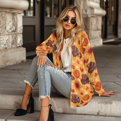Image of Biyejit Women's Long Sleeve Open Front Cardigan Casual Loose Lightweight Cardigans with Pockets Drape Cardigan